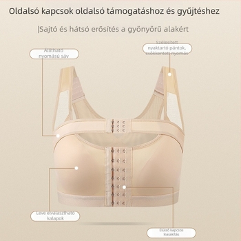 Szoptatós melltartó állítható támogatással, nylon anyagból, bélés: spandex 100%, levehető halter pántok, vékony formázott kosarak, elöl záródó