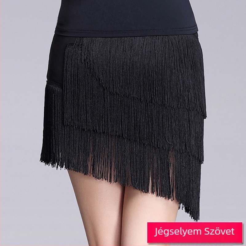 Felnőtt női latin tánc szoknya rendellenes élű tassel díszítéssel - Nylon Ice Silk anyag; alkalmas latin táncra, színpadra és modern táncra