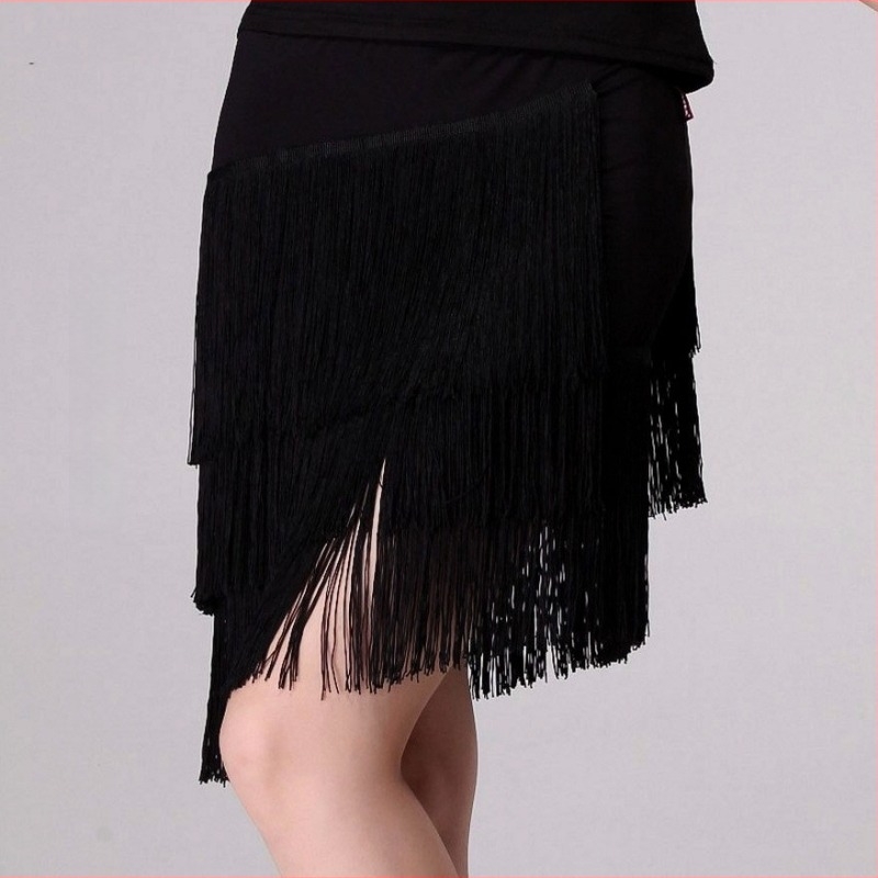Felnőtt női latin tánc szoknya rendellenes élű tassel díszítéssel - Nylon Ice Silk anyag; alkalmas latin táncra, színpadra és modern táncra
