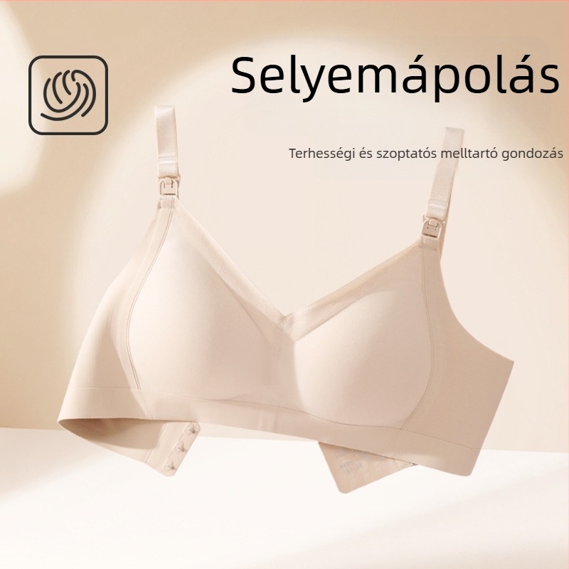 Szoptatós melltartó vékony formázott kosarakkal, nylon anyagból, acélgyűrű nélkül, minden szakaszhoz