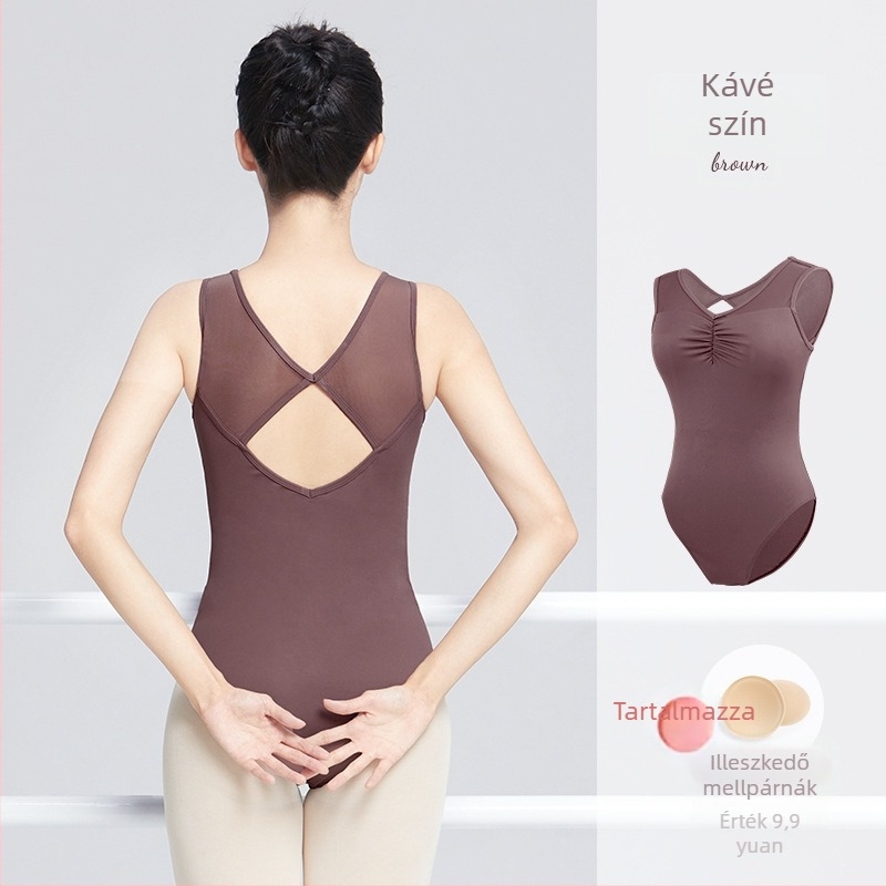 Női táncruha baletthoz és modern tánchoz, V-nyakú mellény, Nylon anyag