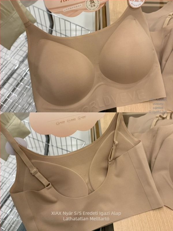 Láthatatlan vezeték nélküli melltartó közepes formájú pamutkosarakkal, nylon anyagú, fixen rögzített kettős vállpántok