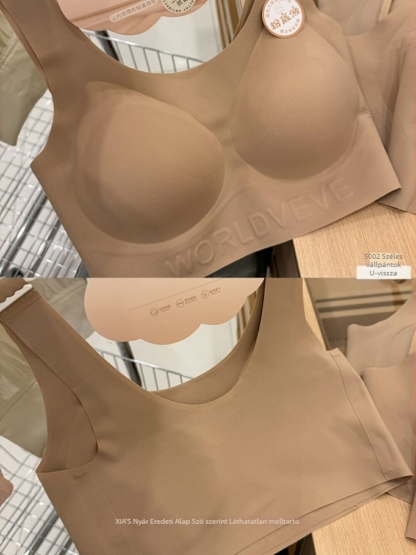Láthatatlan vezeték nélküli melltartó közepes formájú pamutkosarakkal, nylon anyagú, fixen rögzített kettős vállpántok