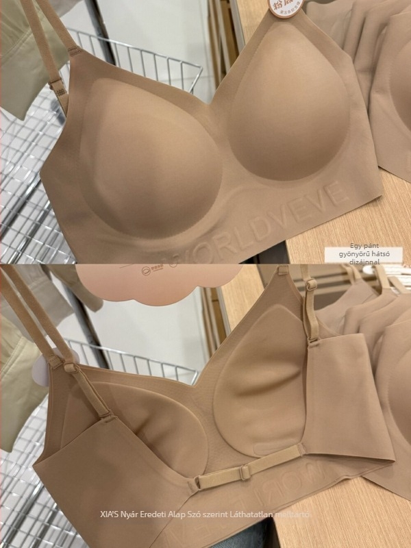 Láthatatlan vezeték nélküli melltartó közepes formájú pamutkosarakkal, nylon anyagú, fixen rögzített kettős vállpántok