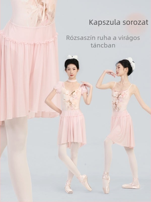 Felnőtt balett szoknya: elasztikus derékkal, puha hálószövet, külső nylon 95%, belső anyag spandex 5%, középméretű hosszúságú