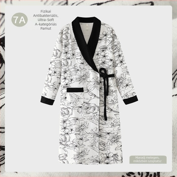 Posztpartum szoptatós éjszakai ruha, 100% pamut, antibakteriális, kimono-stílus, hosszú ujjú