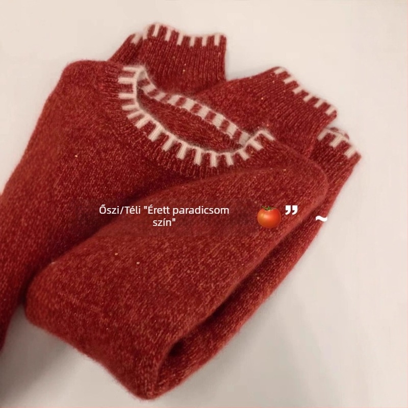 Női chenille kötött pulóver, lazán szabott, kerek nyakkal, hosszú ujjú, spandex–poliészter keverék
