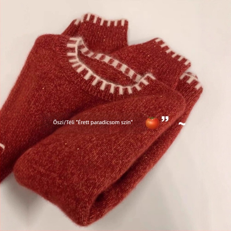 Női chenille kötött pulóver, lazán szabott, kerek nyakkal, hosszú ujjú, spandex–poliészter keverék