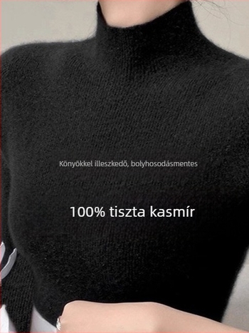 Női 100% kasmír pulóver, karcsúsított szabás, kerek nyak, hosszú ujjak