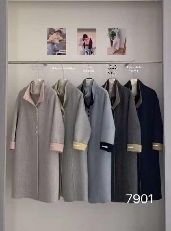 Plüss, hosszú szőrű kabát paneltervezéssel, gyapjú-keverék 30–50%, 2025 ősz.