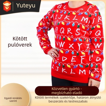 Hozzáigazított kerek nyakú kötött pulóver télre — OEM/minta és rajzok alapján történő gyártás; Termékkód: 139 cartoon christmas tree; Próbafolyamat: 3 nap; Gyártási kapacitás: 1000 darab/nap; Javítási határidő: 7 nap)