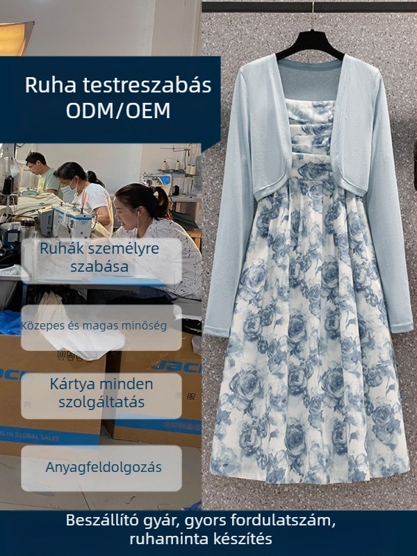 Testreszabott szövött ruhagyártás hímzéssel, minták és rajzok szerinti feldolgozás, kapacitás 1111 darab, fő anyagok: pamut és kötött pamut