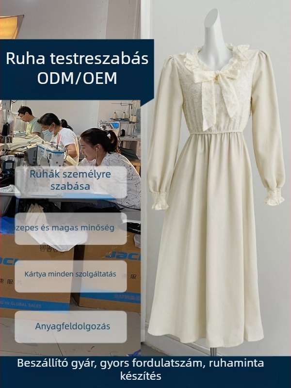 Testreszabott szövött ruhagyártás hímzéssel, minták és rajzok szerinti feldolgozás, kapacitás 1111 darab, fő anyagok: pamut és kötött pamut