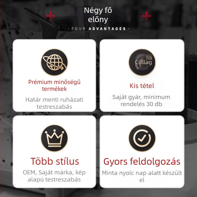 Szövött ruha gyártás – közép- és felső kategória, 7 napos próba, 500 db/nap, OEM/minta/rajz készítés