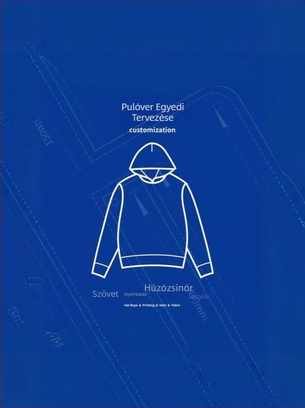 Kötött anyagú A-vonalú kapucnis ruha, egyszínű, közepes hosszúságú, 90–95% poliészter.