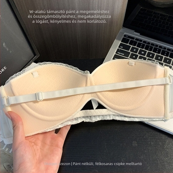 Váll nélküli bandeau melltartó kis mellhez, barack alakú kosár, szép hátsó rész, lélegző és kényelmes