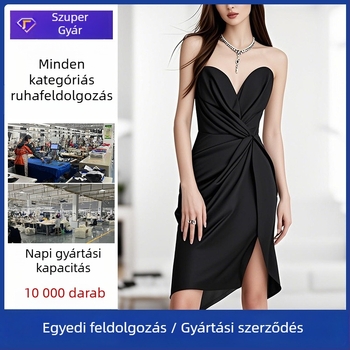 Menyasszonyi ruha egyedi feldolgozása — plisírozás, hasító pántok, karcsú vonal; OEM gyártás rajz alapján; 7 napos próbaidő; kapacitás akár 10 000 darab.