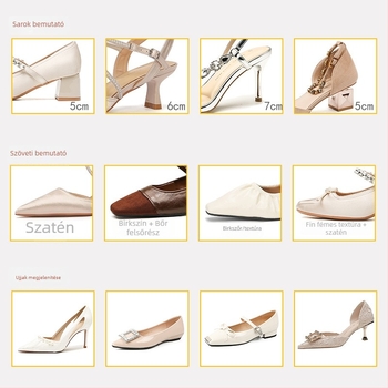 Női magas sarkú cipő hegyes orral, felső rész szuperfibérből, 3–5 cm vékony sarok, gumi talp