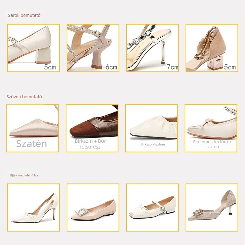 Női magas sarkú cipő hegyes orral, felső rész szuperfibérből, 3–5 cm vékony sarok, gumi talp