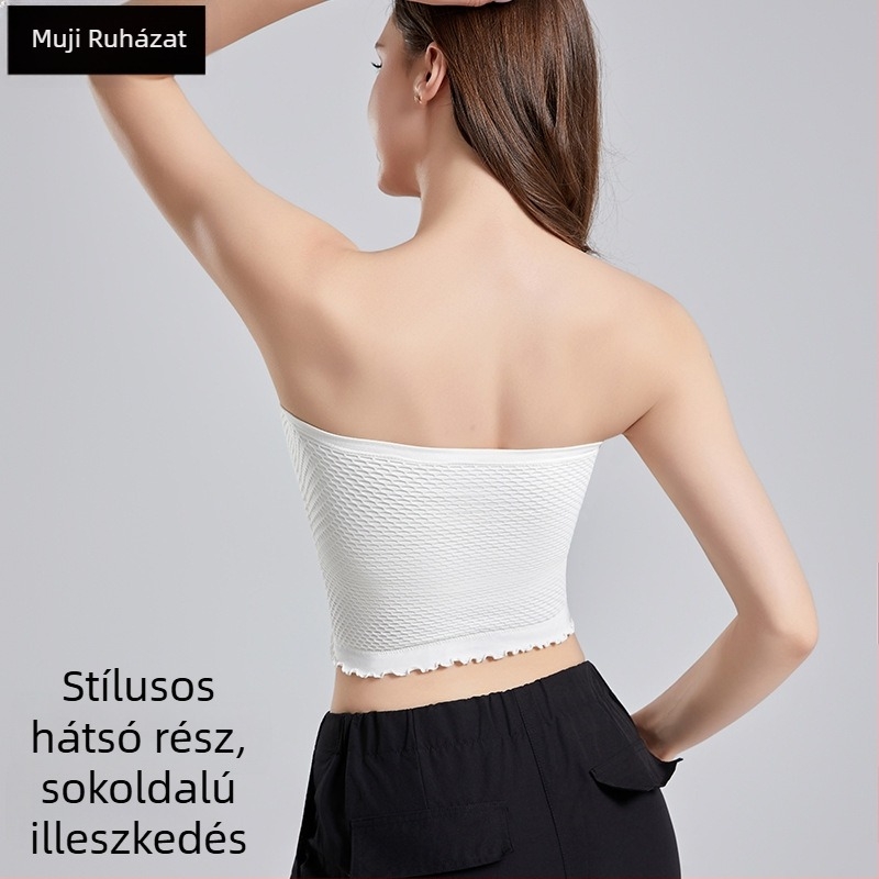 Varrat nélküli sportmelltartó csőtop, körbefogó dizájnnal, nyitott hátsó résszel, csúszásmentes, lélegző, ideális jóga
