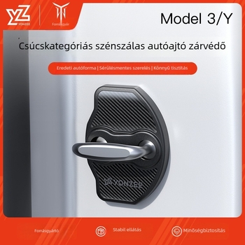Tesla YL ajtózárfedél - PU anyag, Snap-on szerelés, Belső kiegészítő, Frissített Model 3/Y