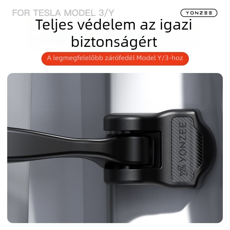 Tesla YL ajtózárfedél - PU anyag, Snap-on szerelés, Belső kiegészítő, Frissített Model 3/Y
