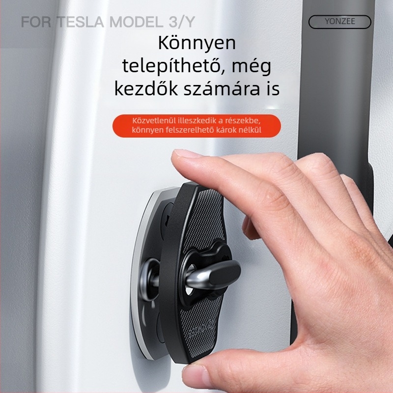 Tesla YL ajtózárfedél - PU anyag, Snap-on szerelés, Belső kiegészítő, Frissített Model 3/Y