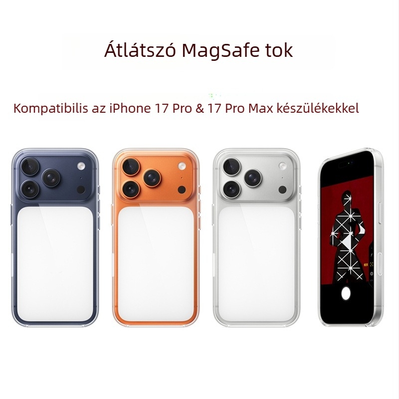 Átlátszó védőtok iPhone 17 Pro Maxhoz mágneses rögzítéssel és kamera vezérléssel