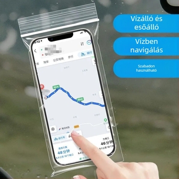 Átlátszó vízálló tasak mobiltelefonhoz, porvédett, önzáró, érintőképernyővédelmet nyújtó, egyalkalmas esőálló záró taska (Leehan • Yiwu • Anyag: Új anyag • Zárás hossza: 1–1,5 cm)