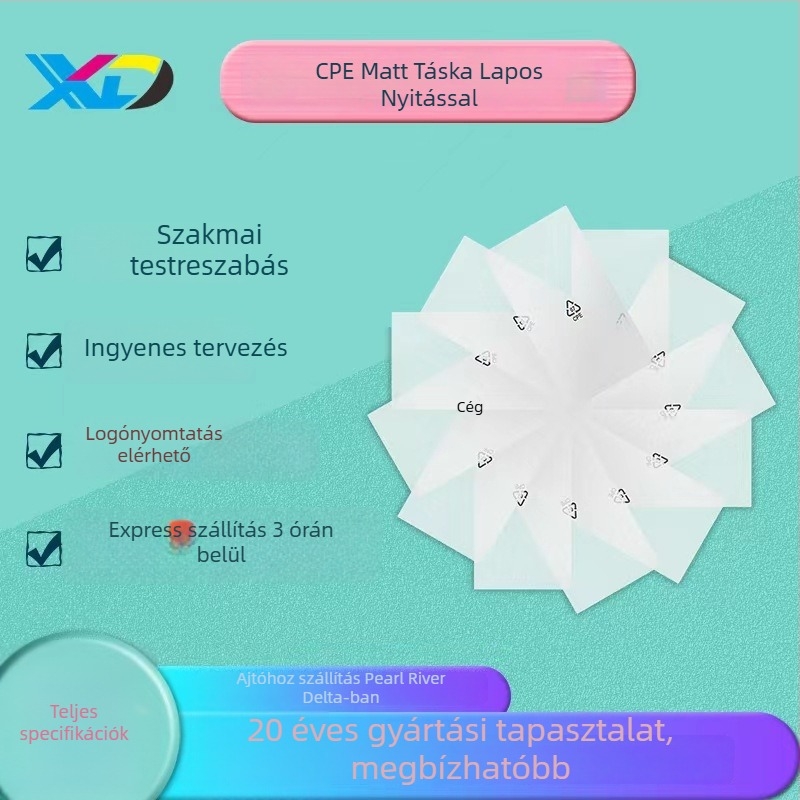 Általános csomagoláshoz készült önzáró zacskó, Xinchen márka, zárási hossz 1–50 cm, vastagságtolerancia ±0,1–0,3 mm.