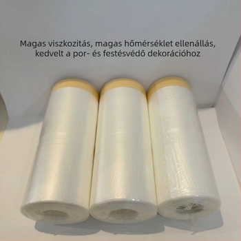 Egyszer használatos porvédő maszkoló film építkezéshez és autófestéshez, PE film, gumi ragasztó, alap mikropapír + film