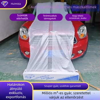 Autó porvédő film, ragasztócsík nélkül, 8 µm vastagság, PE alapú, ~70% fényáteresztés, testreszabott gyártás