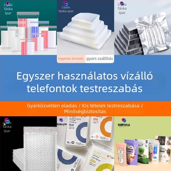 Mobiltelefon-kiegészítőkhöz készült önzáró PE taska, átlátszó, vízálló, érintőképernyő-kompatibilis, vastított zárás, zárási hossz 4-50 cm