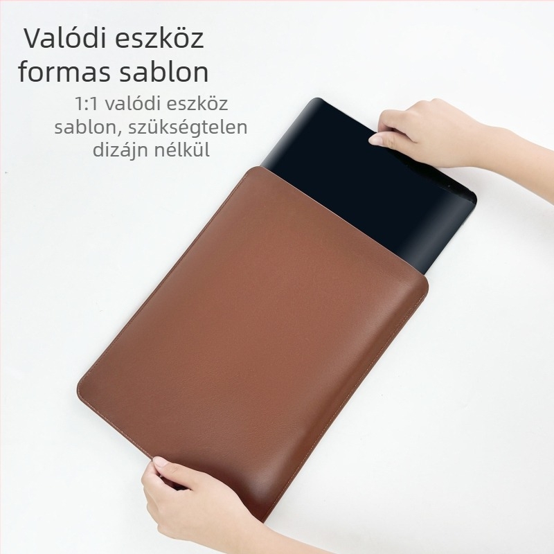 Mágnes nélküli PU laptop táska — vízálló, kopásálló, nylon bélés, városi stílus