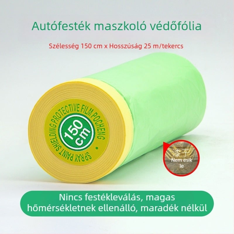 Egyszer használatos autófestés maszkoló film elektrostatikus tapadással, magas adhézió, texturált papír + PE-film, 25 m hosszú, szélesség 55/110/150 cm