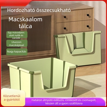 Hordozható, összecsukható macskaalom-tál külső használatra, extra nagy méret, nyitott kialakítás