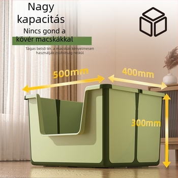 Hordozható, összecsukható macskaalom-tál külső használatra, extra nagy méret, nyitott kialakítás