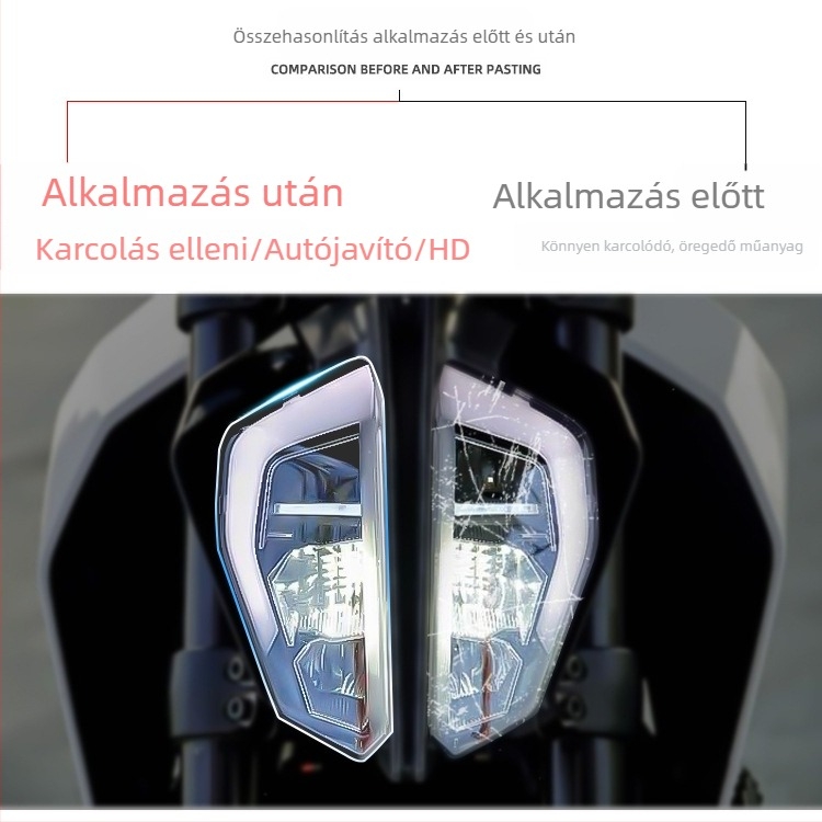 KTM390DUKE fényszóróvédő fólia – HD átlátszó matrica, Spirit Beast márka, kompatibil KTM390DUKE