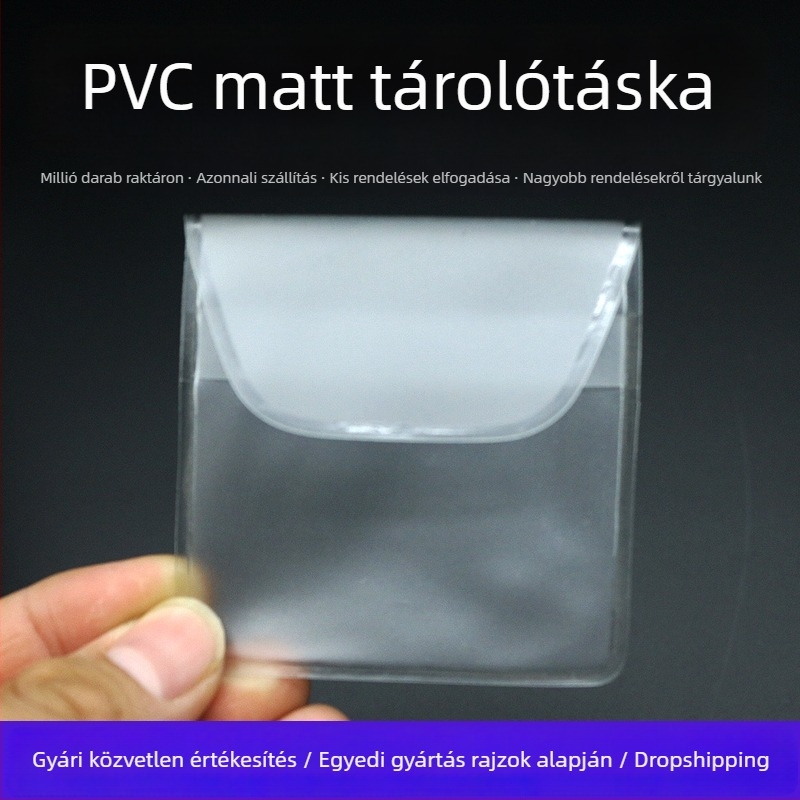 PVC matt tároló taska, áttetsző műanyag taska, négyzet alakú érmés taska, címke taska, feszültség jelvény