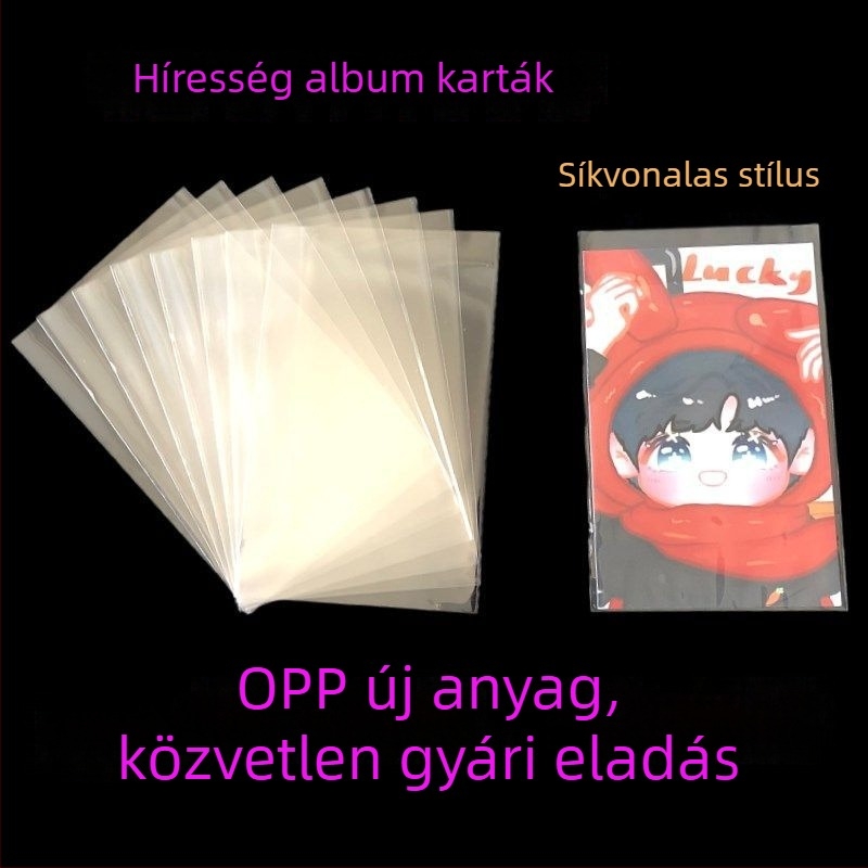 OPP önszorító zárórekesz kártyákhoz és fotókhoz, átlátszó védő tok, záróperem 2,5 cm, csomagolás 100 darab, OPP műanyag