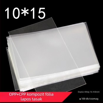 CPP lapos nyitású kártyataska, kompozit műanyag fóliás csomagolás, 10x15 cm, kétszintű védő tasak kártyákhoz