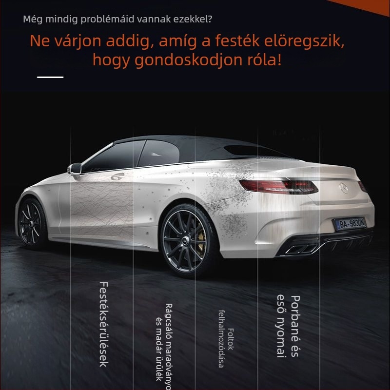 Hongpengfa K-sorozat autóburkolat-tisztító; eltávolítja a foltokat, rovarragasztót és fa gyantáját; tisztítja a fényezett felületen lévő vízfoltokat és vízjelzeteket; 3 éves érvényességi idő