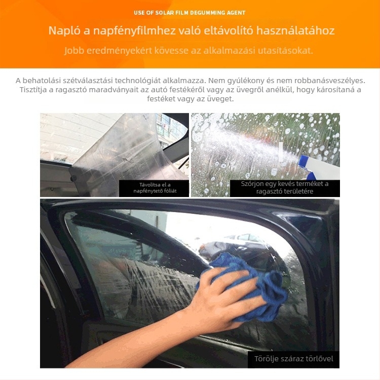 Autóbevonó fólia ragasztóoldó – eltávolítja a ragasztómaradványokat dupla oldalú ragasztóból és matricákból; Shield King, folyékony, pH 7, fő összetevők: ragasztóoldó