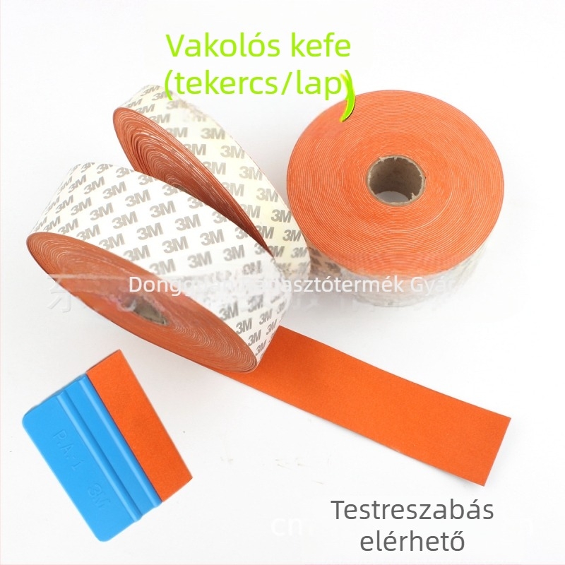 Autófóliázáshoz használt kaparó műbőr utánzatú, cserélhető patch, színmódosító fólia eszköz, narancs és zöld, 1 tekercs