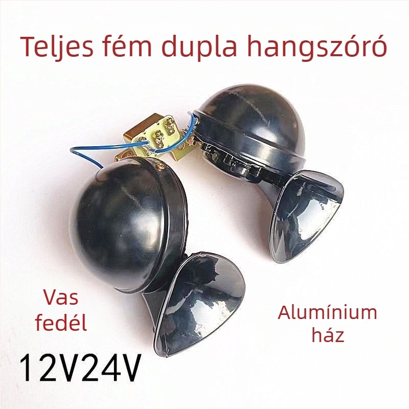 DL35 járműkürt, 12V/24V, 105–115 dB, 55 Ω, 15 A, Magas–mély hang