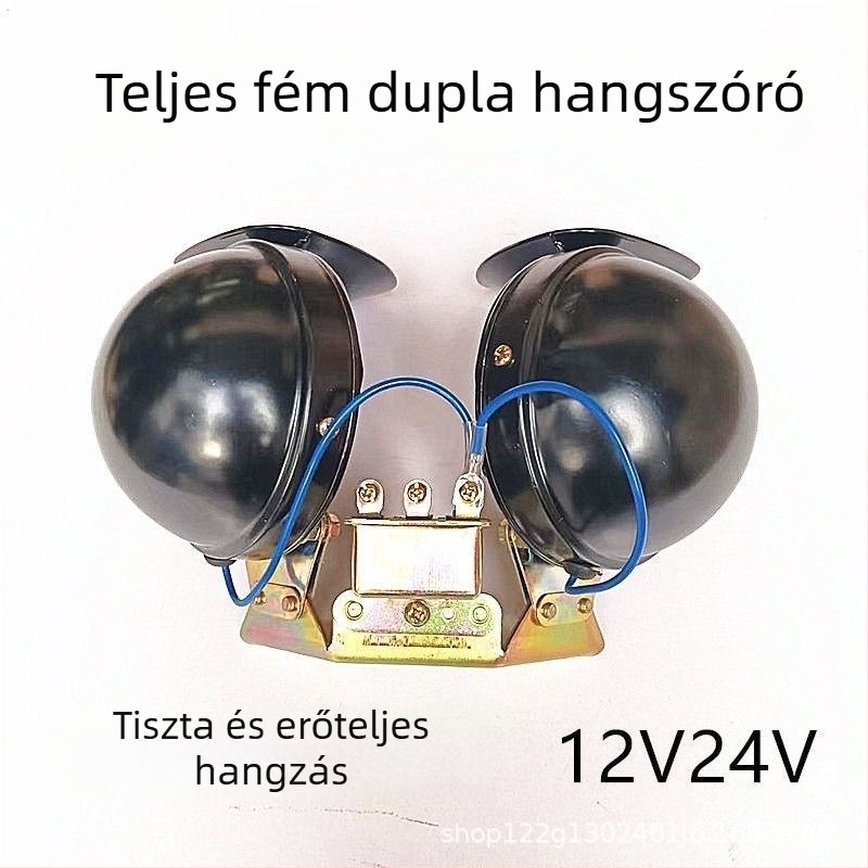 DL35 járműkürt, 12V/24V, 105–115 dB, 55 Ω, 15 A, Magas–mély hang