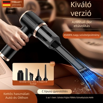 Vezeték nélküli autós porszívó, kézi, mini, erős szívóerő, autóba és otthonra