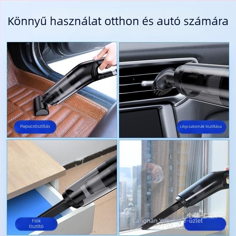 Nedves és száraz autóporszívó, kézi, 11000 Pa szívás, 120 W, 7.4 V, újratölthető