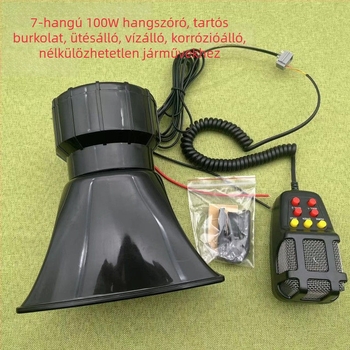 Autó elektromos sziréna hangszóróval, univerzális kompatibilitás, változó feszültség, változó teljesítmény, változó impedancia