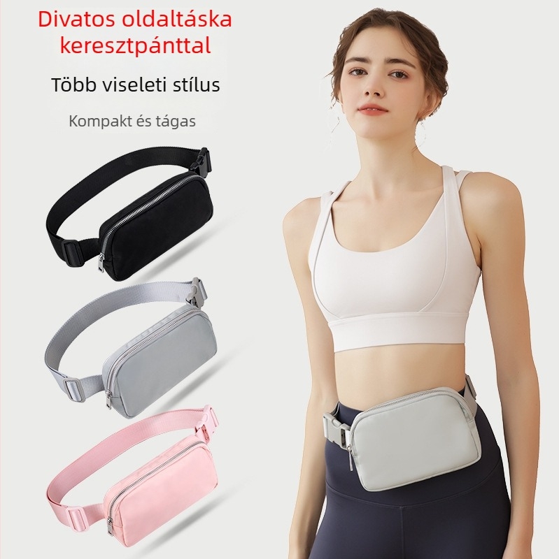 Női deréktáska – street style, nylon, cipzár, belső zseb, mindennapi használat